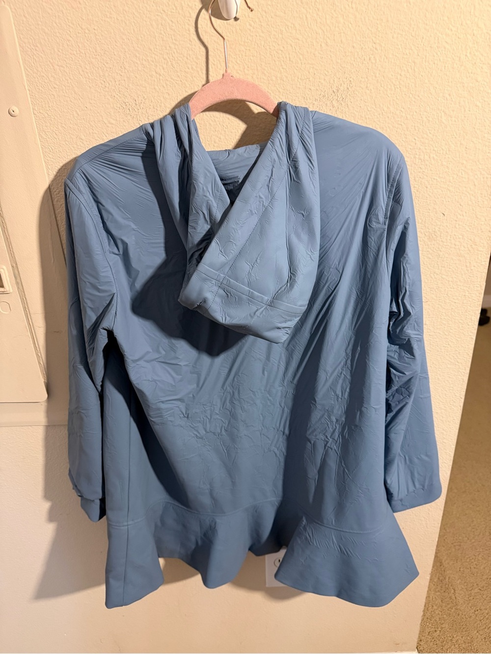 Kate Spade New York Blue Hooded Rain Jacket Polka Dot Lining XS - Picture 2 of 9